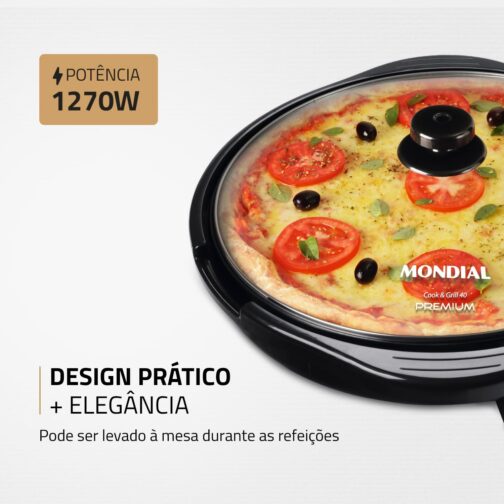 Grill Redondo Cook & Grill 40, Mondial, Preto, 1270W, 220V - G-03 - Imagem 4