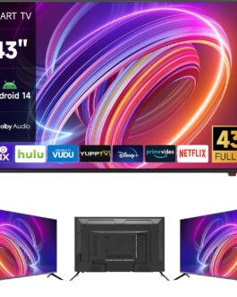 Smart Tv 43″ HD | Android 14 | 2 HDMI + À Prova de Umidade | Wi-fi 100/240v