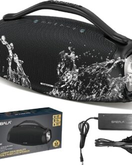 Caixa de Som Bluetooth SABALA DR-909 Boombox,39000mAh 36H Bluetooth 5.3, IPX6 TWS, Portátil USB Powerbank (Preto)