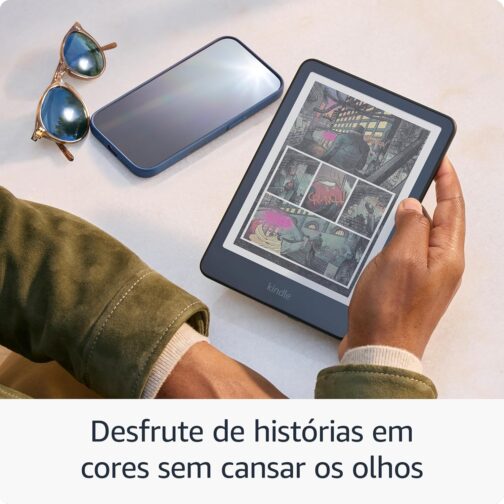 Apresentamos o Kindle Colorsoft Signature Edition (32 GB) - Com tela colorida, luz frontal autoadaptável, carregamento sem fio e bateria que dura semanas - Cor Preta Metálica - Imagem 3