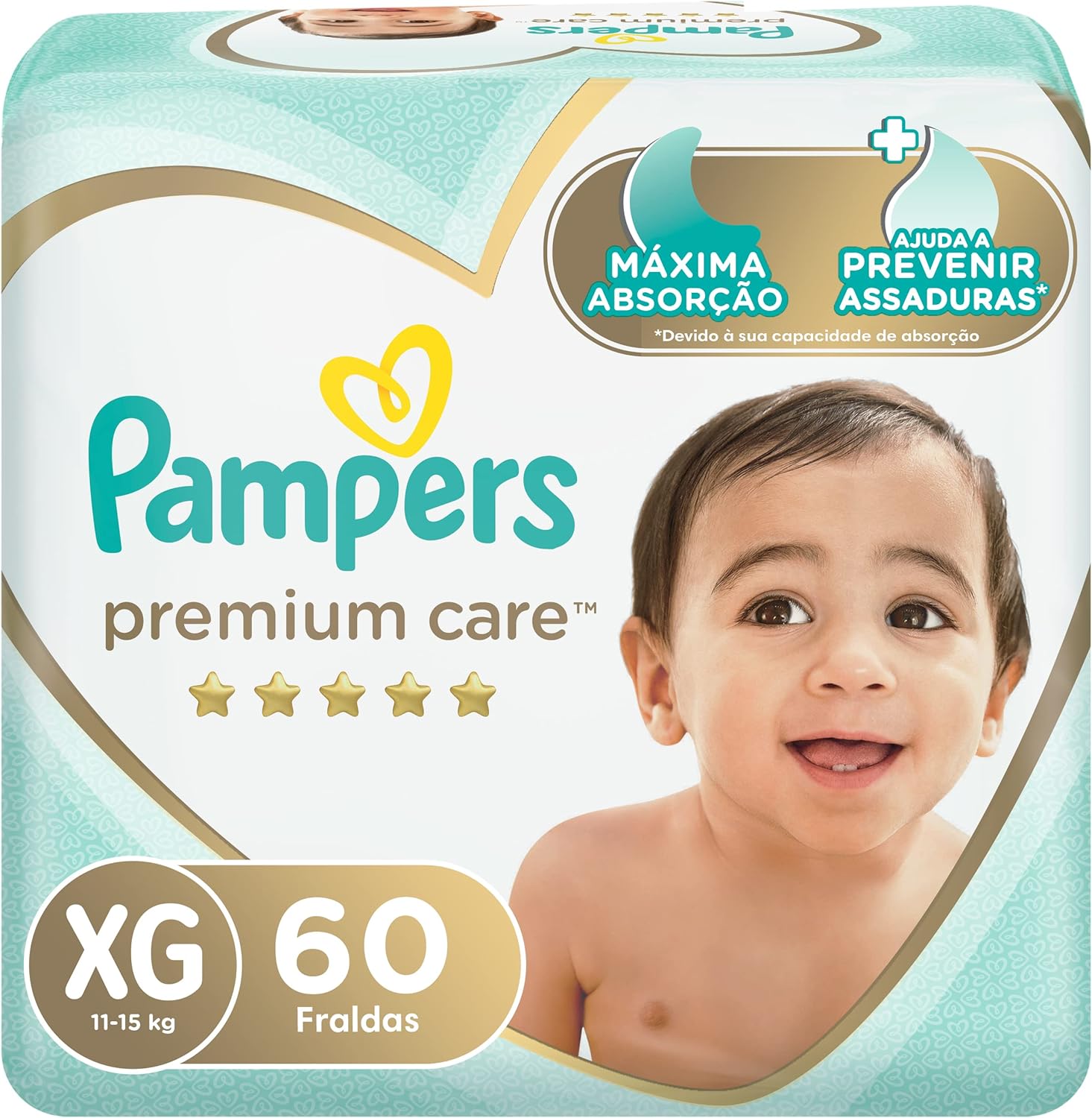 Fralda Pampers Premium Care XG – 60 fraldas