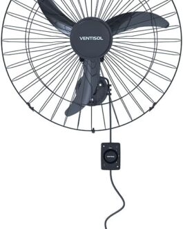 Ventisol Ventilador de Parede Oscilante, 3 Pás Premium, Preto, 60cm, Bivolt