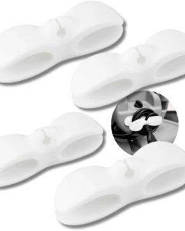 Kit 4 Enrolador Suporte Organizador de Cabos e Fios em Silicone Adesivo – Ideal para Eletrodomésticos e Escritório, Compatível com Fritadeira, Cafeteira, Liquidificador e Mais (Branco)