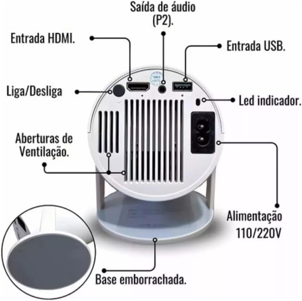 Projetor Hy300 Wifi Android + Sound Bar Som Bluetooth, Portátil, Mini Projector, Soundbar Cortesia Projetor Hy300 Wifi Android + Sound Bar Som Bluetooth, Portátil, Mini Projector, Soundbar Cortesia