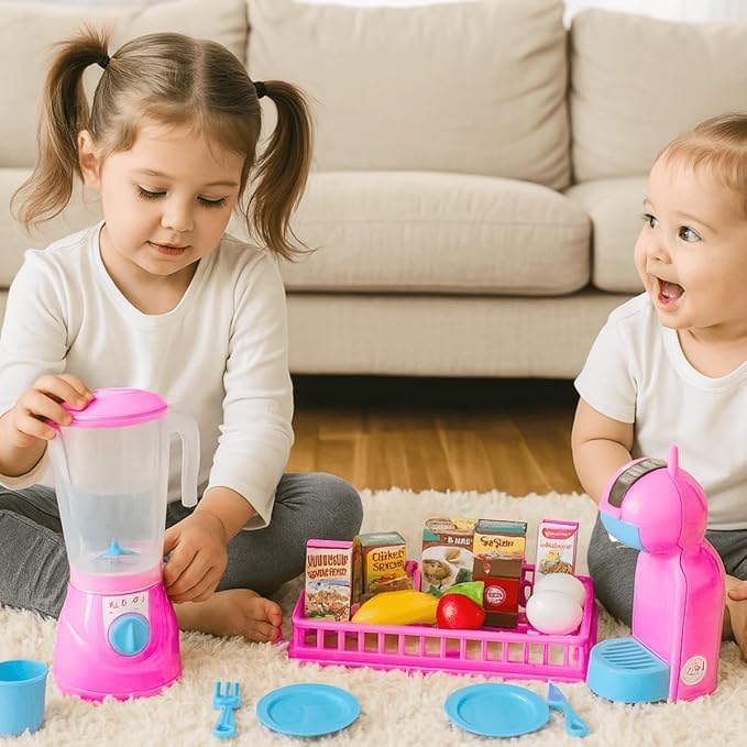 Kit Cozinha Infantil de Brinquedo Eletrodomésticos Comidinhas C/ 25 peças - Imagem 4