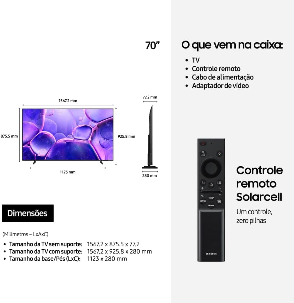 Samsung Smart TV 70" Crystal UHD 4K U8500F 2025, Xbox Cloud Gaming, Canais Gratuitos, 7 Anos de Atualização, AI Energy Mode, Alexa integrada - Imagem 7