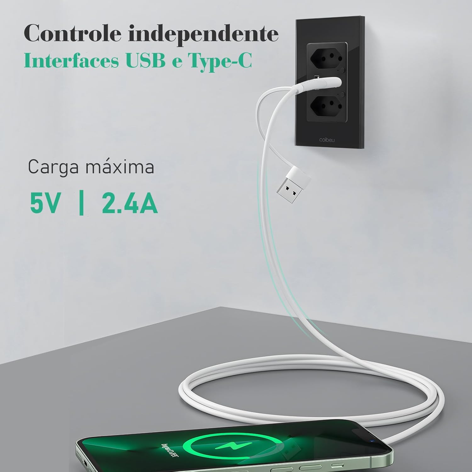 Interruptor Inteligente WiFi, Tomada Inteligente WiFi, Controle Remoto de Eletrodomésticos Por Telefones Celulares, Interruptor Cronometrado, Controle Por Voz, 1 porta USB e 1 porta Tipo-C (Preto) - Imagem 5