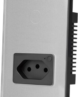 Interruptor Inteligente WiFi com Tomada, Interruptor Smart Sem Fio Doméstico Multifuncional, Controle Remoto de Eletrodomésticos Por Celulares, Cinza, 1 Botao, 10A