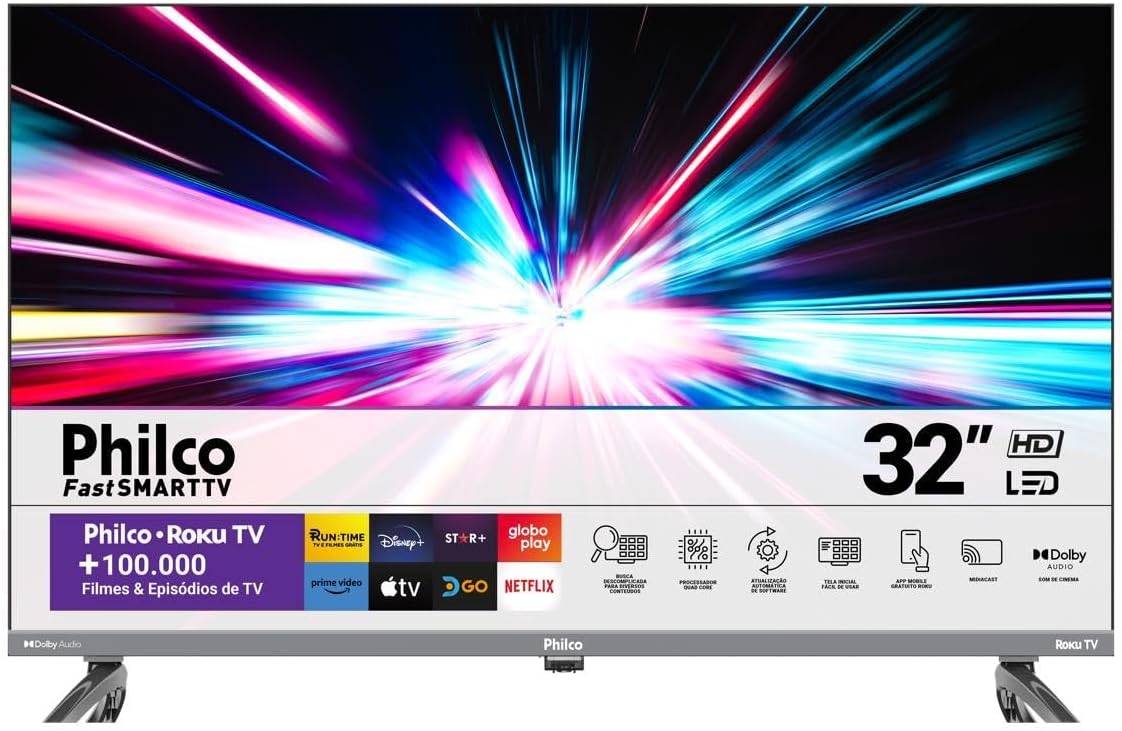 Smart TV 32” Philco PTV32K34RKGB Roku TV Led Dolby Audio Smart TV 32” Philco PTV32K34RKGB Roku TV Led Dolby Audio