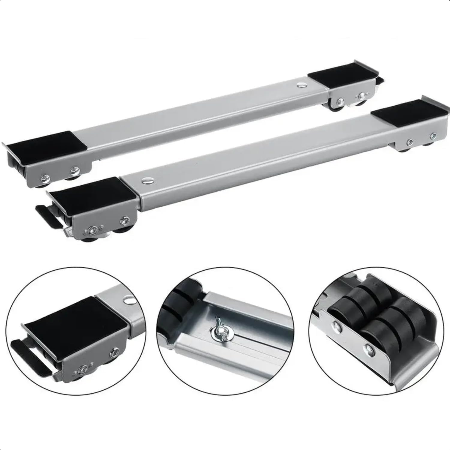 Suporte com Rodinhas Reforçado para Geladeira Máquina de Lavar Móveis Linha Premium Ajustável Reforçado Até 200 Kg Secadoras Fogões Eletrodomésticos Pesados Possui: Resistência, Segurança e Mobilidade - Imagem 4