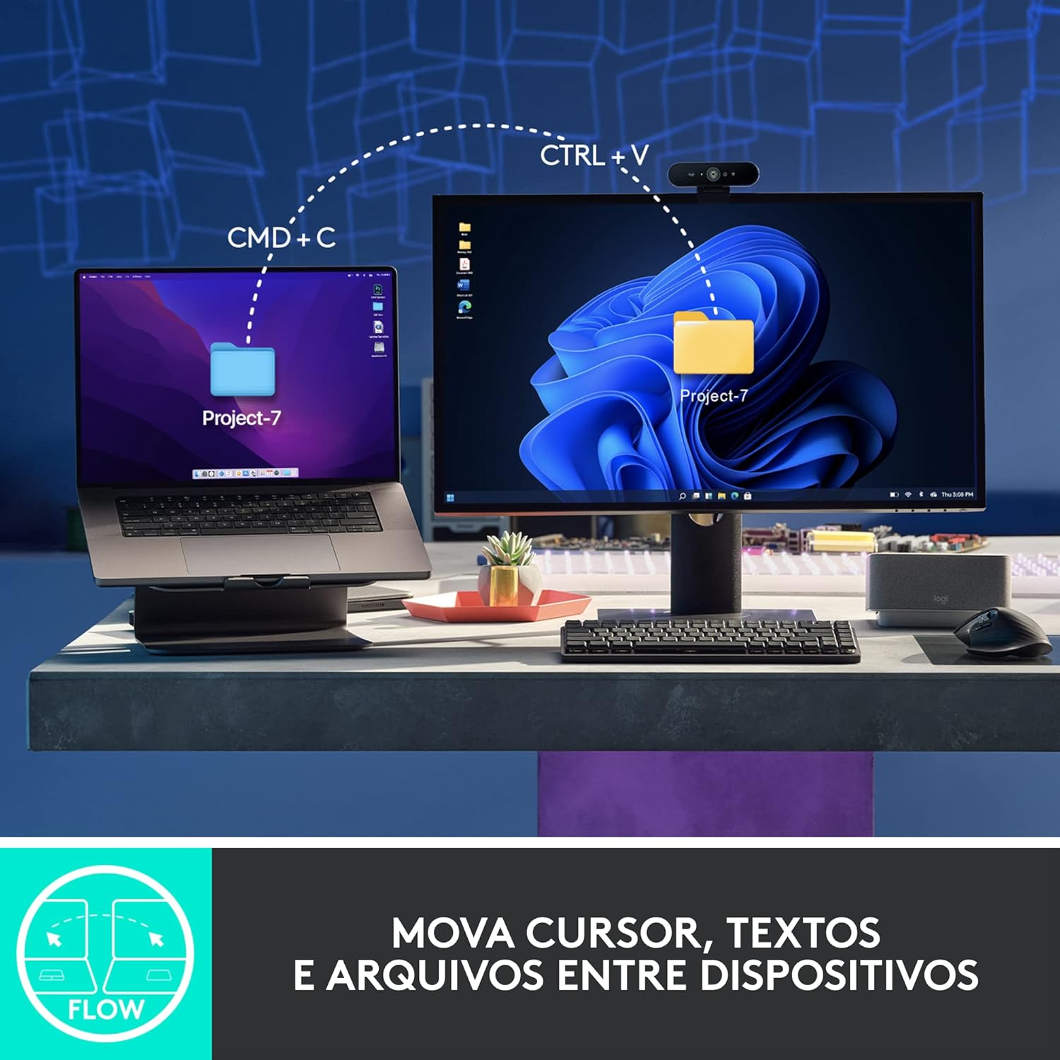 Mouse sem fio Logitech MX Master 3S com Sensor Darkfield para Uso em Qualquer Superfície, Design Ergonômico, Clique Silencioso, Conexão USB ou Bluetooth - Cinza Claro - Imagem 9