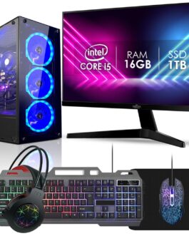 Computador Pc Gamer Completo RGB Intel Core i5 16GB SSD 1TB Kit Gamer Fonte 400W Monitor 19″ Strong Tech