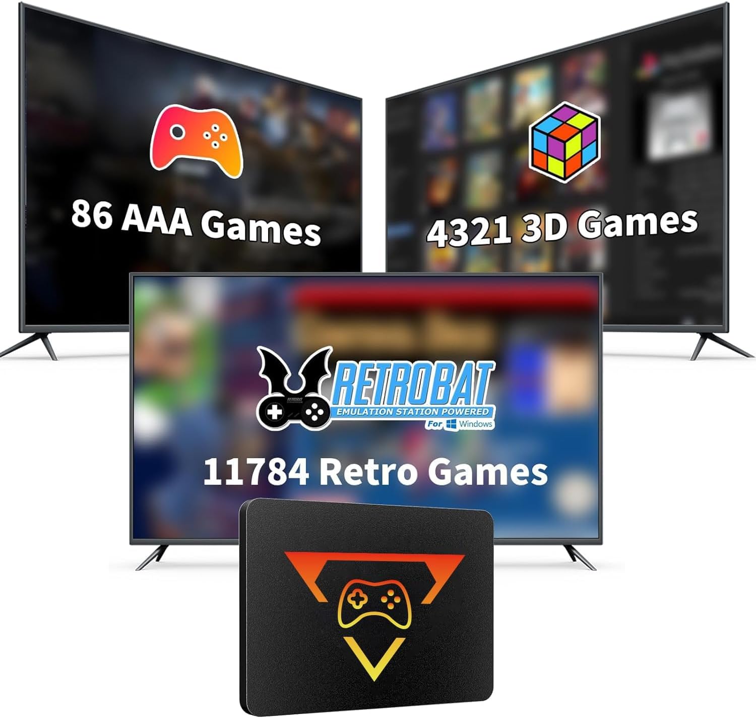 Yepyuth Retro Gaming Console 1T SSD com 16,191 Jogos Embutidos, 80+ Emuladores, Plug and Play para PC