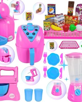 Kit Cozinha Infantil de Brinquedo Eletrodomésticos Comidinhas C/ 25 peças