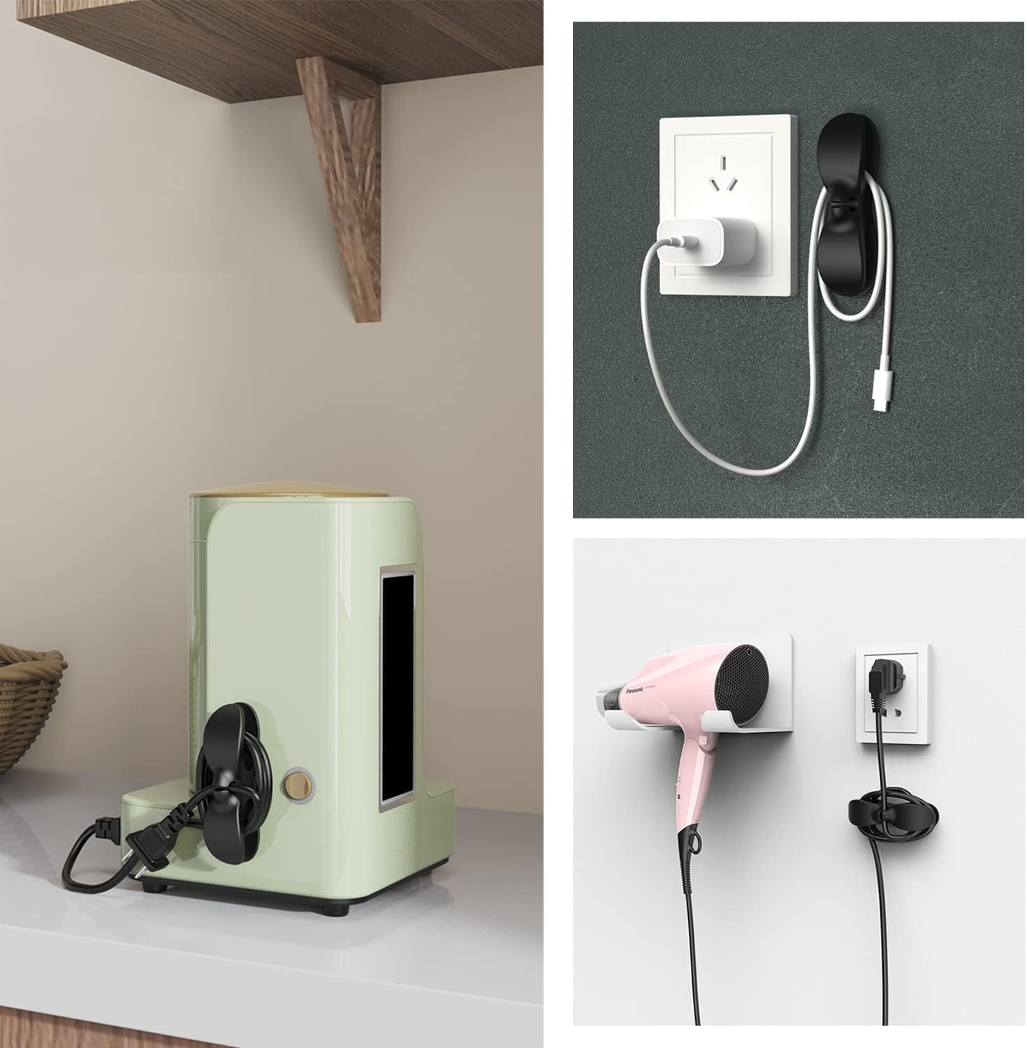 Organizador de cabos para eletrodomésticos, organizador de cabos de cozinha atualizado, suporte para enrolador de cabos para eletrodomésticos, fritadeira a ar, cafeteira, liquidificador, panela de - Imagem 6