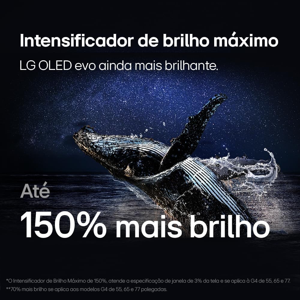 Smart TV 4K 55" LG OLED evo OLED55G4 Processador α11 AI Painel 144Hz Intensificador de Brilho Máximo Design Onewall Dolby Vision Dolby Atmos - Imagem 7