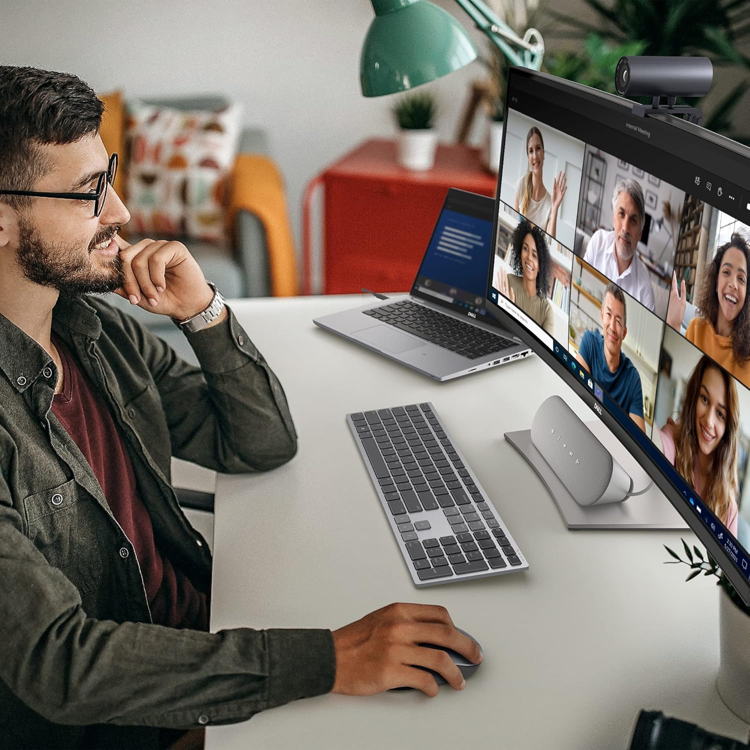 Dell SP3022 Alto-falante USB para computador, laptop, monitor, conferência de negócios - mini alto-falante soundbar, cancelamento de eco de ruído AI, áudio full duplex, 2 x 1,8 W, certificado MS-Teams - Imagem 6