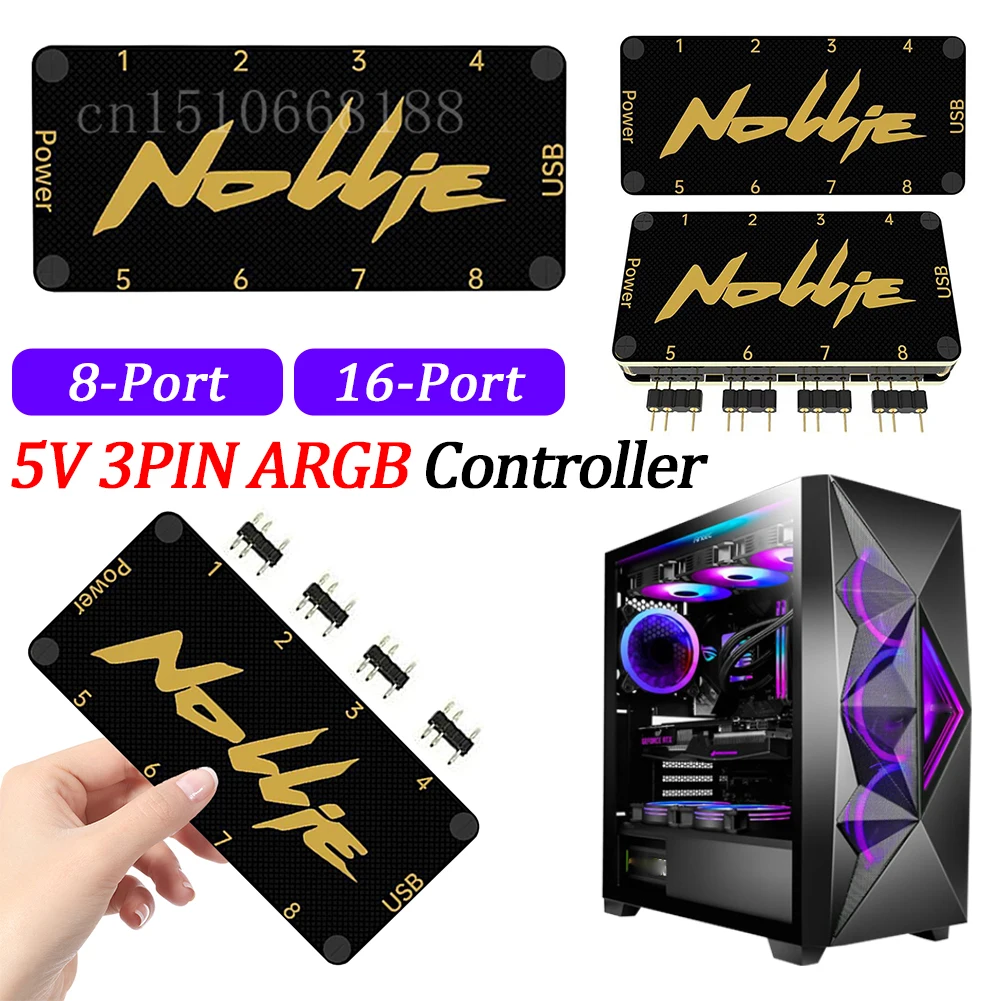5V 3Pin ARGB Controller Support SignalRGB OpenRGB ARGB Splitter Hub SATA Power 8/16 Way for Extended Motherboard Interface 5V 3Pin ARGB Controller Support SignalRGB OpenRGB ARGB Splitter Hub SATA Power 8/16 Way for Extended Motherboard Interface