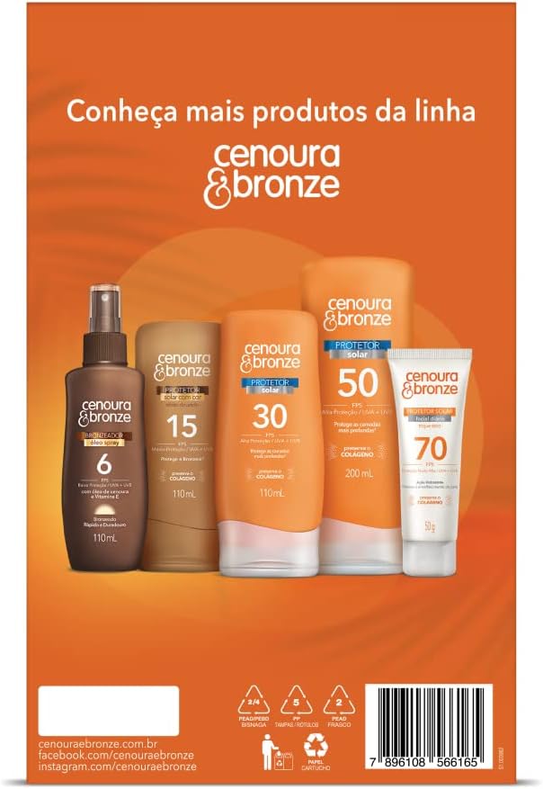 Cenoura e Bronze Kit Protetor Solar Corpo FPS 30 200ml + Facial FPS 30 50g, Cor: Branco - Imagem 6