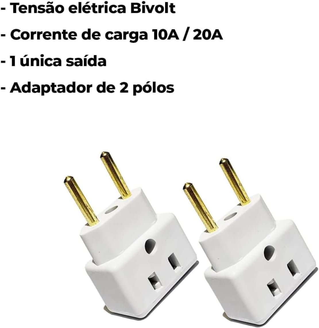 Conjunto 3 Adaptadores De Tomada 10A 20A Bivolt Universal Padrão Novo NBR14136 Para Eletrodomésticos - Imagem 3