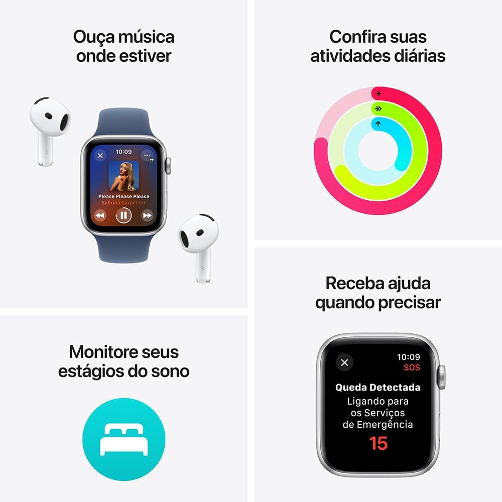 Apple Watch SE GPS • Caixa meia-noite de alumínio – 40 mm • Pulseira esportiva meia-noite – P/M - Imagem 3