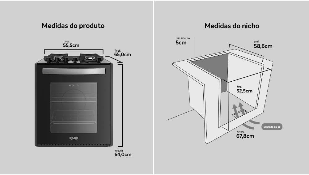 Fogão de Embutir 4 Bocas Preto com Mesa de Vidro Dako Supreme Bivolt - Imagem 7