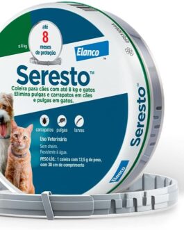 Coleira Seresto® anti-carrapatos e pulgas para cães e gatos de até 8kg