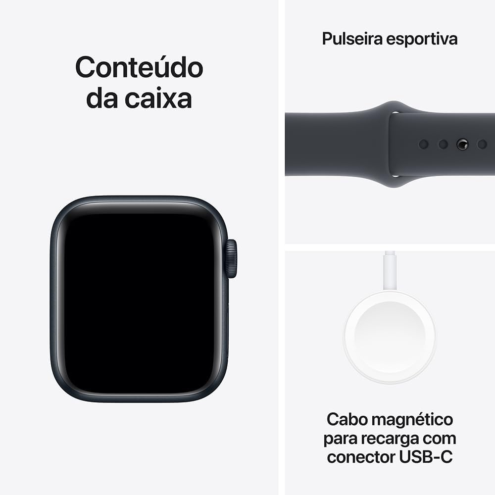 Apple Watch SE GPS • Caixa meia-noite de alumínio – 40 mm • Pulseira esportiva meia-noite – P/M - Imagem 6