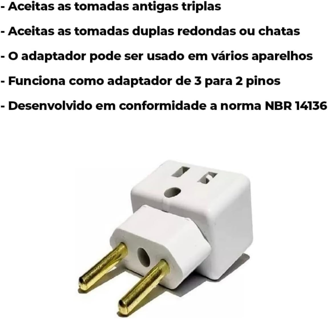 Conjunto 3 Adaptadores De Tomada 10A 20A Bivolt Universal Padrão Novo NBR14136 Para Eletrodomésticos - Imagem 6