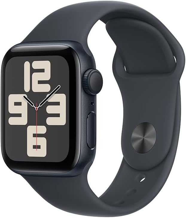 Apple Watch SE GPS • Caixa meia-noite de alumínio – 40 mm • Pulseira esportiva meia-noite – P/M Apple Watch SE GPS • Caixa meia-noite de alumínio – 40 mm • Pulseira esportiva meia-noite – P/M