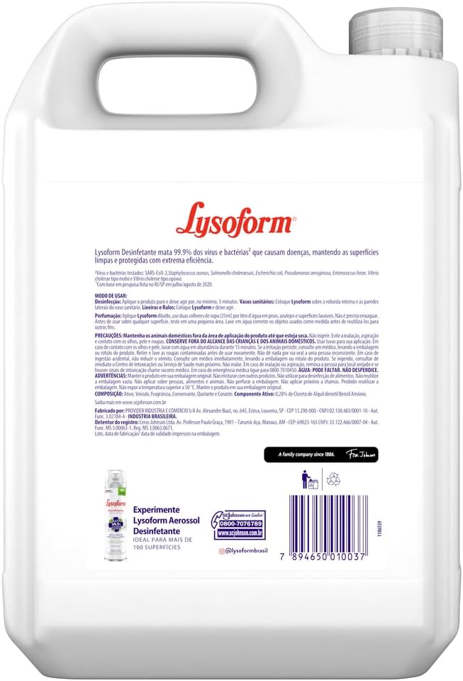 Lysoform Lavanda, Desinfetante Líquido, Limpeza Casa, 5L - Imagem 2
