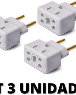 Conjunto 3 Adaptadores De Tomada 10A 20A Bivolt Universal Padrão Novo NBR14136 Para Eletrodomésticos