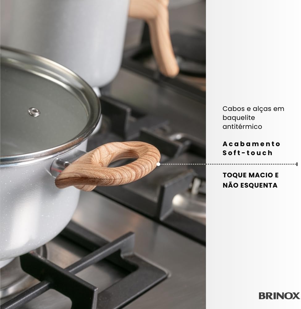 Brinox - Jogo de Panelas 5 Peças Ceramic Life Easy - Cinza - Imagem 5