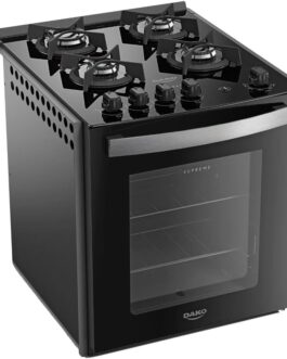Fogão de Embutir 4 Bocas Preto com Mesa de Vidro Dako Supreme Bivolt