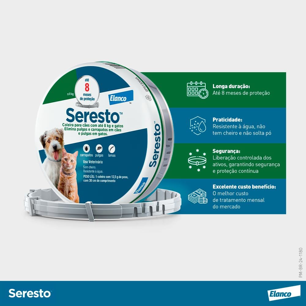 Coleira Seresto® anti-carrapatos e pulgas para cães e gatos de até 8kg - Imagem 10