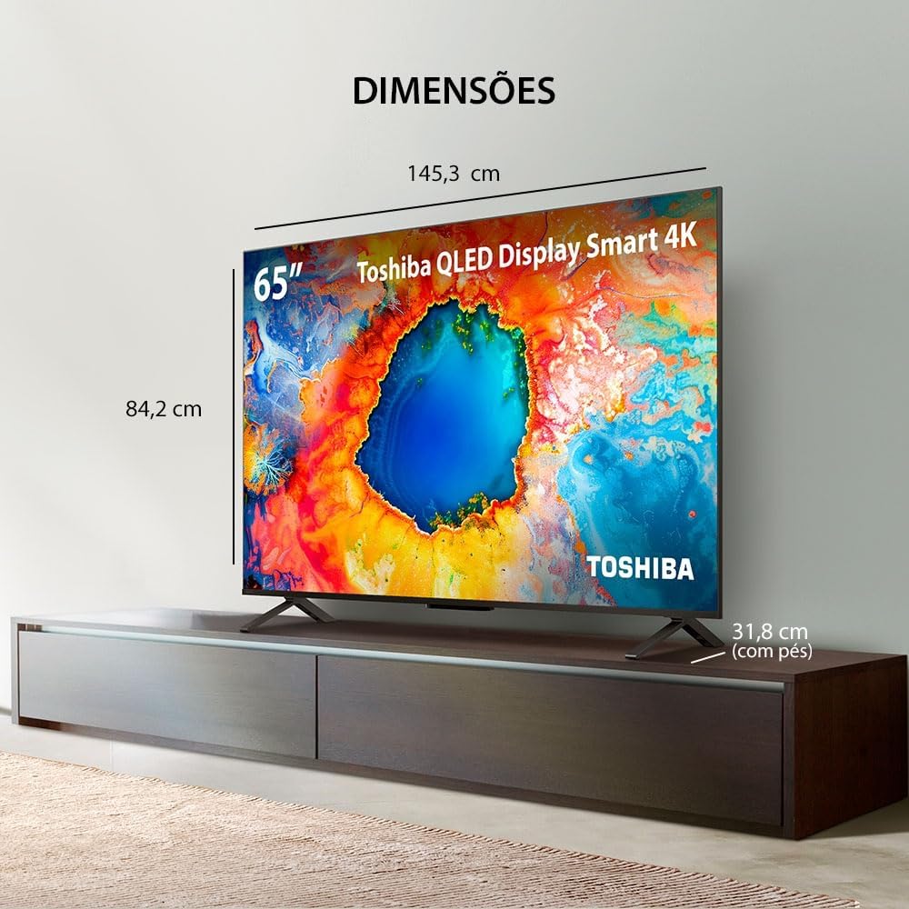Smart TV QLED 65" 4K Toshiba 65C450NS Google TV 4 HDMI 2 USB Wi-Fi - TB036M - Imagem 4