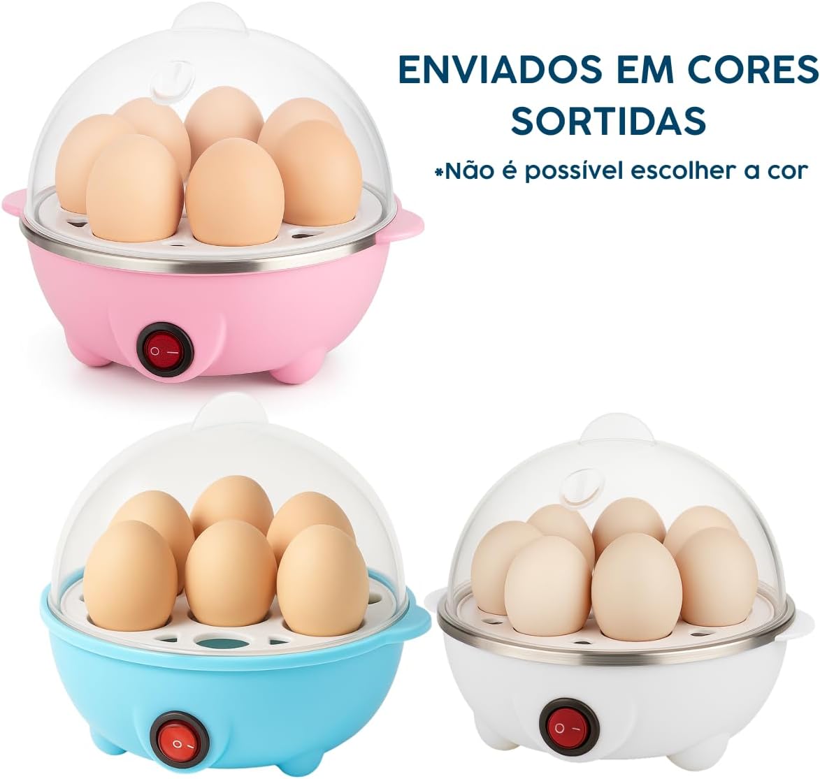 Panela Eletrica Para Cozinhar Ovos 110 Volts Cozedor Eletrico Egg Cooker Cores Sortidas - Imagem 3