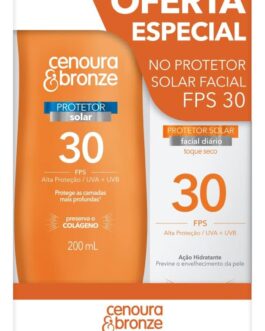Cenoura e Bronze Kit Protetor Solar Corpo FPS 30 200ml + Facial FPS 30 50g, Cor: Branco