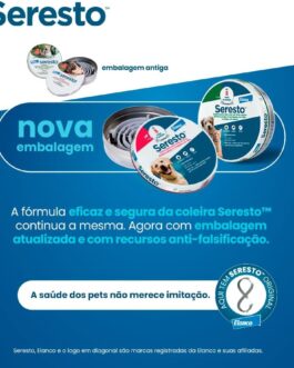 Coleira Seresto® anti-carrapatos e pulgas para cães e gatos de até 8kg