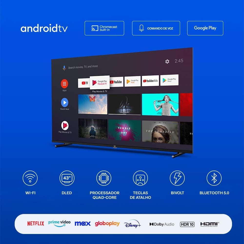Smart TV DLED 43 Full HD Multi Essencial Android 11 3HDMI 2USB - Imagem 2
