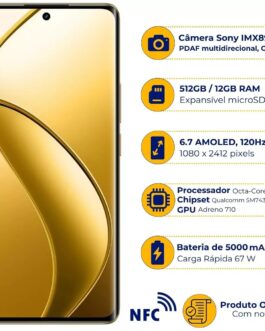 Smartphone Realme 12 Pro Plus 5G 512 GB/12 GB de RAM Cor Bege (Modelo RMX3840) Anatel