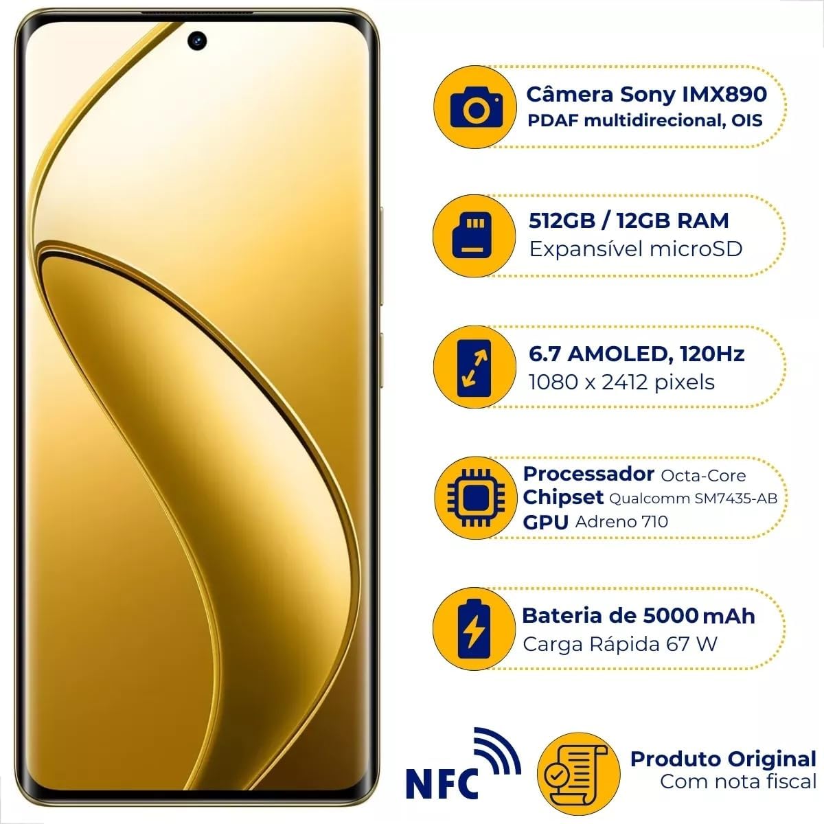 Smartphone Realme 12 Pro Plus 5G 512 GB/12 GB de RAM Cor Bege (Modelo RMX3840) Anatel - Imagem 2