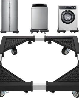 Base Móvel Universal Ajustável com Rodas eTravas para Geladeira, Máquina de Lavar, Fogão – 138kg, Antiderrapante e Reforçada para Móveis e Eletrodomésticos