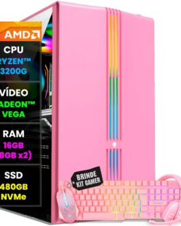 Pc Gamer Computador Completo NoLag Amd Ryzen Kit Rosa Pink