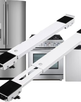 Suporte Ajustável com Rodízios para Eletrodomésticos, Capacidade 200kg, Compatível com Geladeira, Fogão e Máquina de Lavar Louças (Branco)