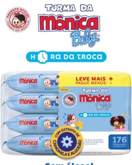 Kit Toalha Umedecida Hora Da Troca Turma Da Mônica 176 unidades