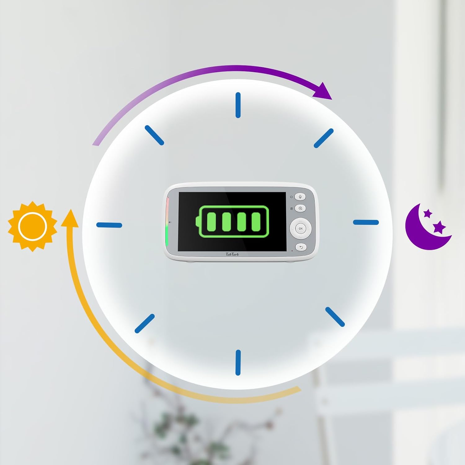 TakTark Babá Eletrônica, 5" 720P HD Bebê Câmera com Tela, Sem Wifi, Panorâmica Inclinação, Áudio Bidirecional, Night Vision, Zoom Digital, Detecção De Som Vox, Ideal Para Novos Pais - Imagem 8