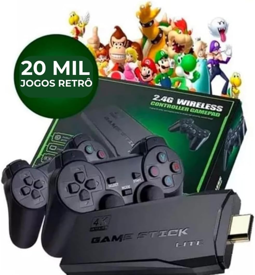 Vídeo Game Retrô Game Stick Lite 4k Hdmi 64gb 20.000 Mil Jogos Com 2 Controles Sem Fio - Imagem 2