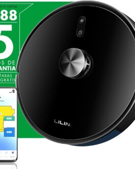 LILIN Robô aspirador de pó X6, Navegação e mapeamento LIDAR, 110/220V Bivolt, Aspirador e esfregão 3 em 1, Mapeamento de vários pisos, Autocarregamento, Conexão WiFi, Funciona com Alexa