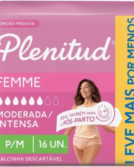 Plenitud Roupa Íntima Active Mulher, 16 unidades – P/M – Leve 16 Pague 15